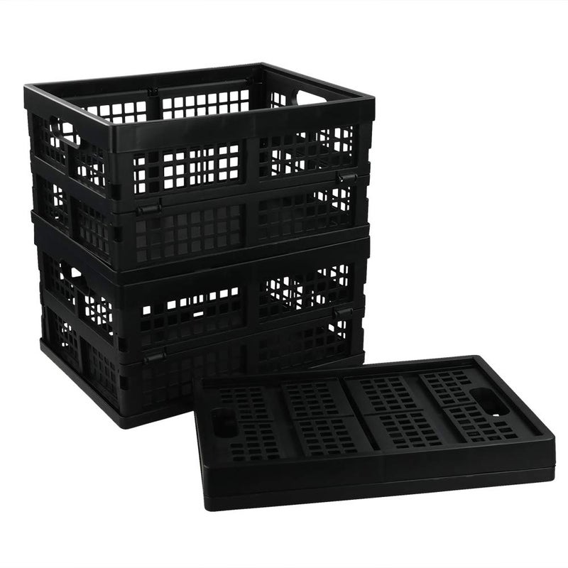 Utiao 16 Quart Collapsible Storage Crates 3 Packs, Black Folding Storage Bin Plastic Milk Crate - Image 1
